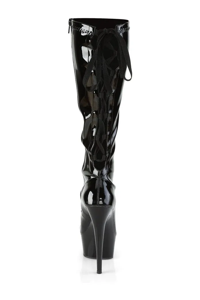 DELIGHT-2029 Exotic Platform Boot | Black Patent