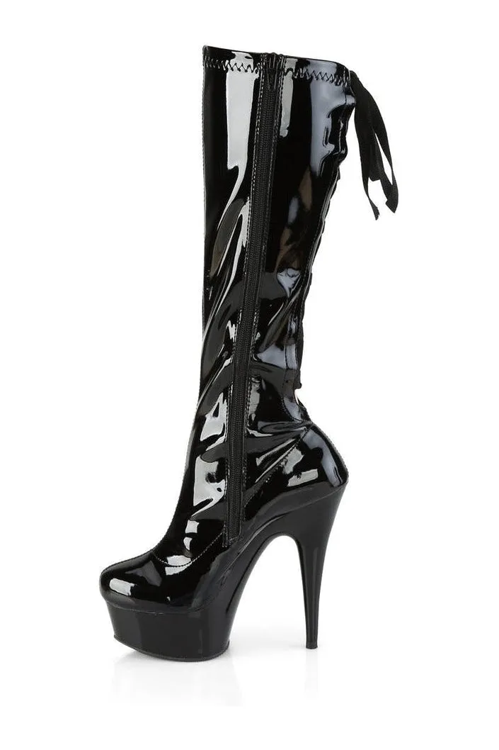 DELIGHT-2029 Exotic Platform Boot | Black Patent