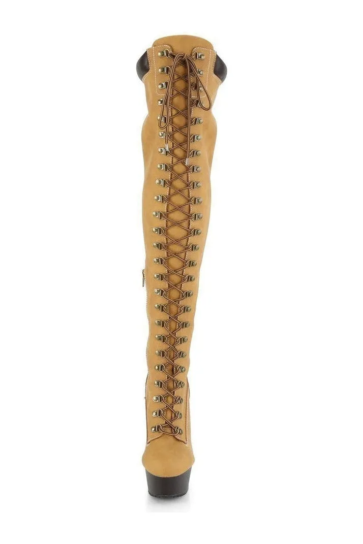 DELIGHT-3000TL Exotic Boot | Tan Faux Leather