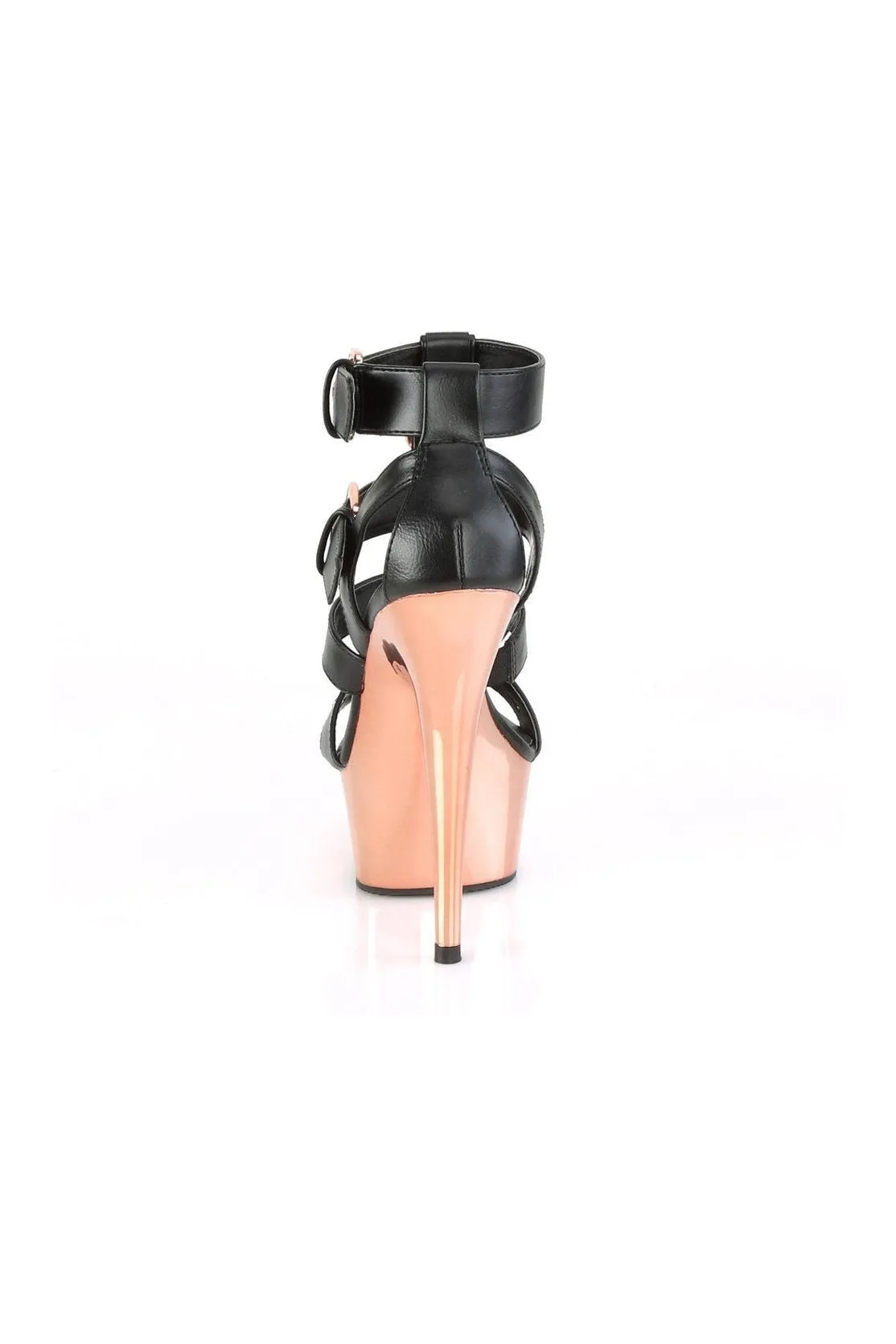 DELIGHT-658 Exotic Sandal | Black Faux Leather