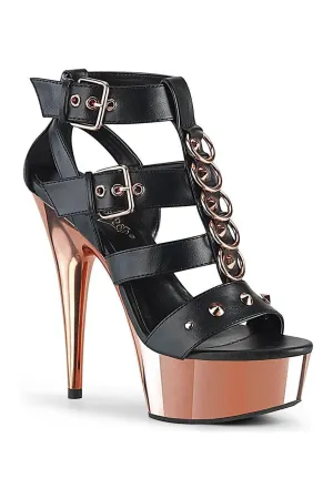 DELIGHT-658 Exotic Sandal | Black Faux Leather