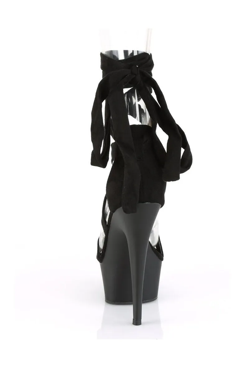 DELIGHT-671 Exotic Platform Sandal | Black Faux Leather
