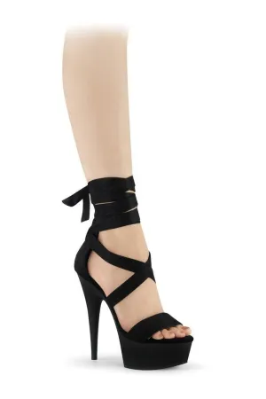DELIGHT-671 Exotic Platform Sandal | Black Faux Leather