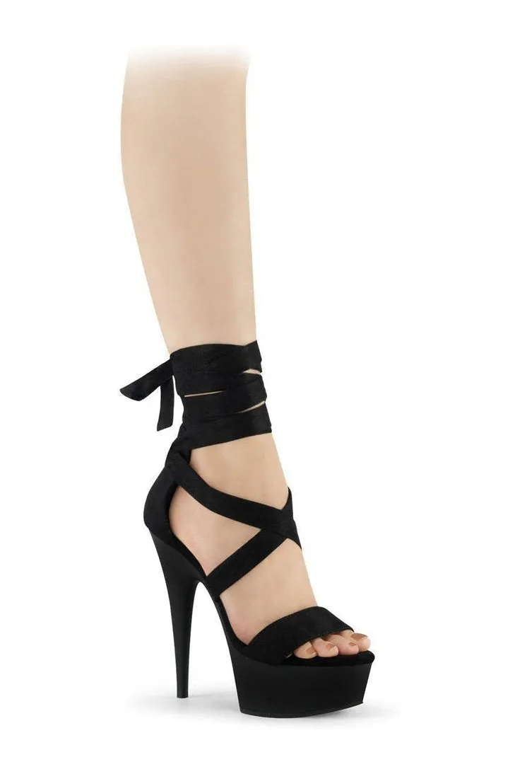 DELIGHT-671 Exotic Platform Sandal | Black Faux Leather