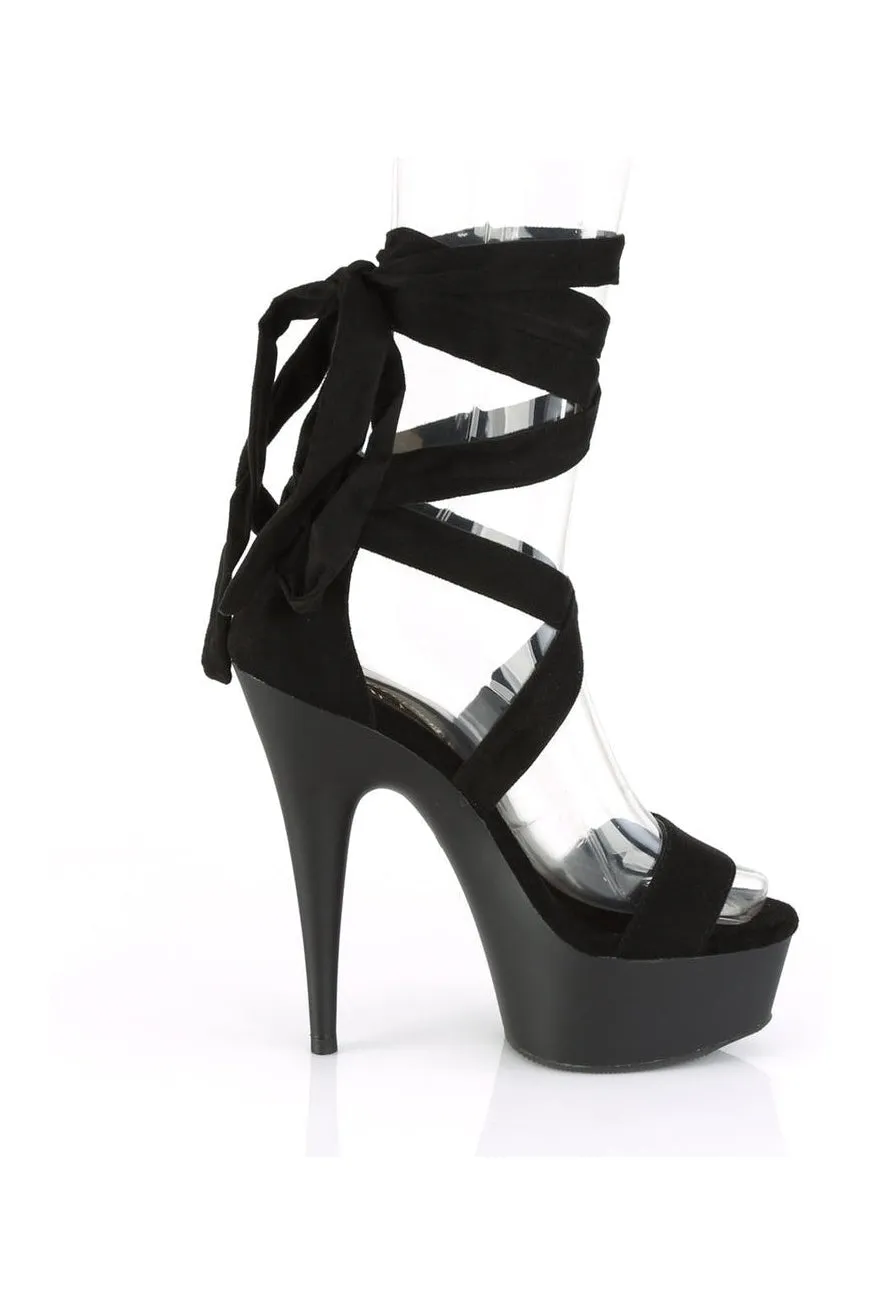 DELIGHT-671 Exotic Platform Sandal | Black Faux Leather