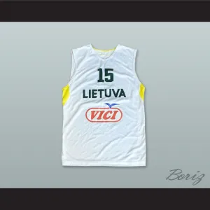 Donatas Tarolis 15 Lietuva Lithuania White Basketball Jersey