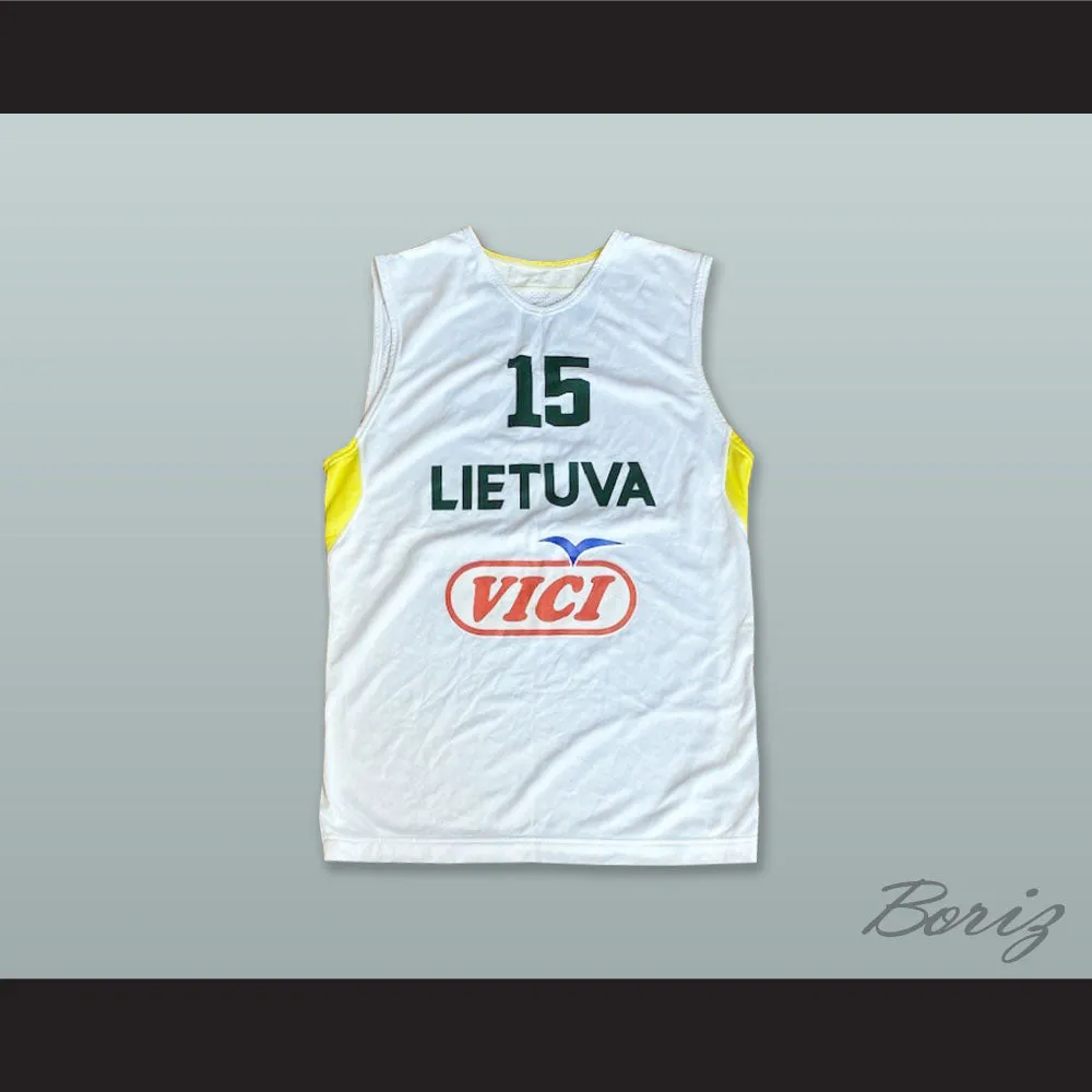 Donatas Tarolis 15 Lietuva Lithuania White Basketball Jersey