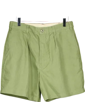 Drakes Green Single Pleat Linen Shorts W31