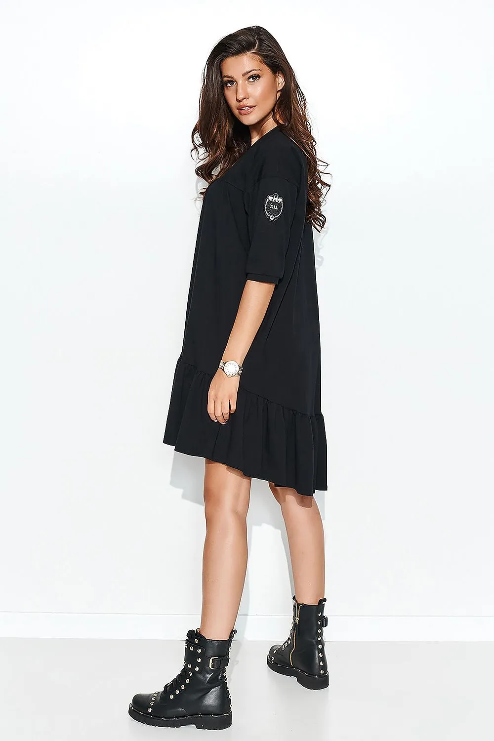 Draped Heart Neck Oversized Dress