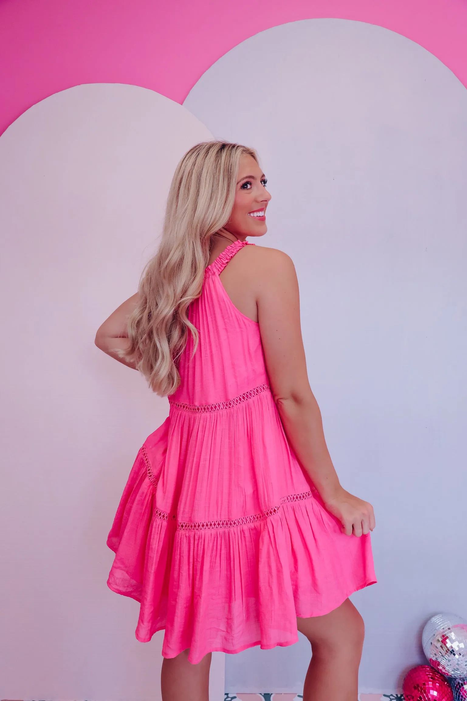 Easy Breezy Tiered Sun Dress  - Pink