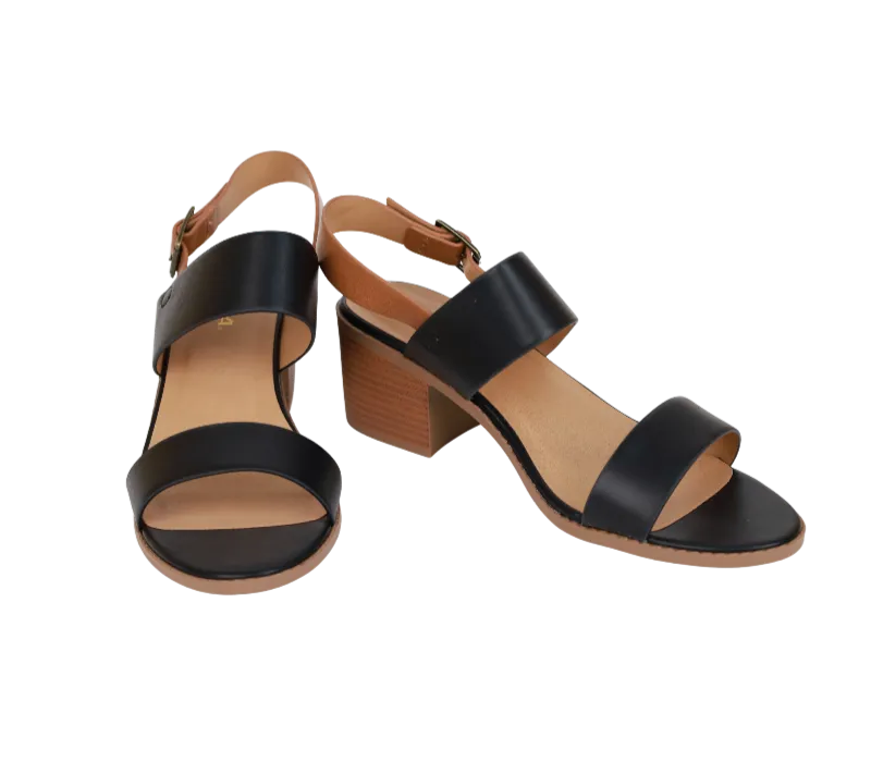 Effortless Chic Low Heel Sandals - Black