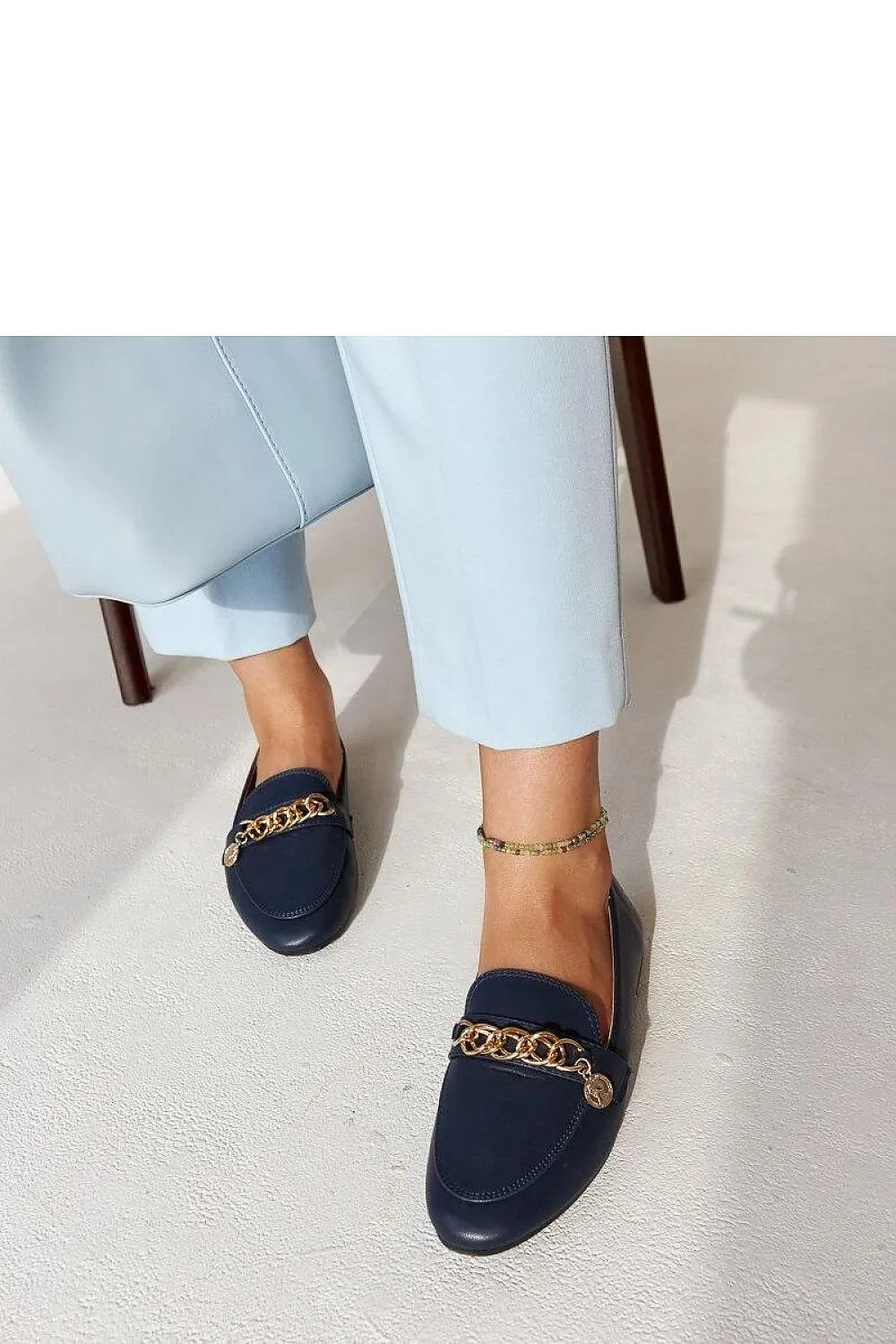 Elegant navy-blue moccasins