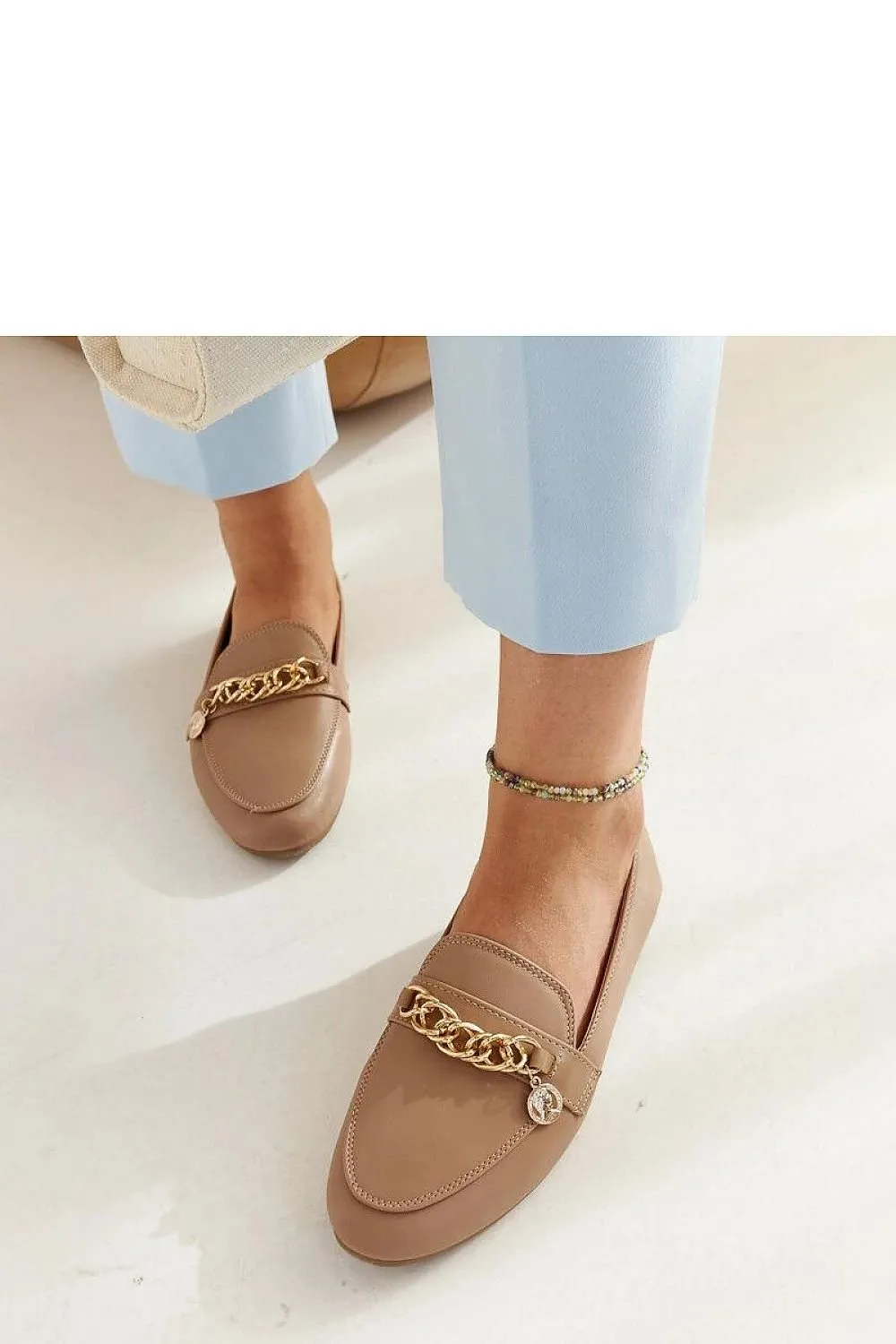 Elegant navy-blue moccasins