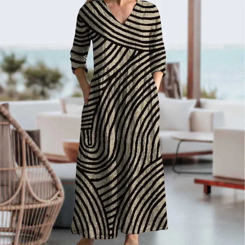 Elodie | Vintage Striped Maxi Dress