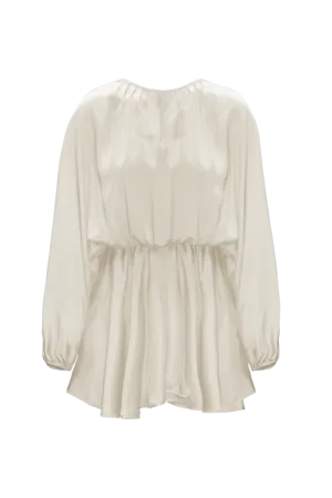 EMA ALMOND: ORGANIC SILK MINI DRESS