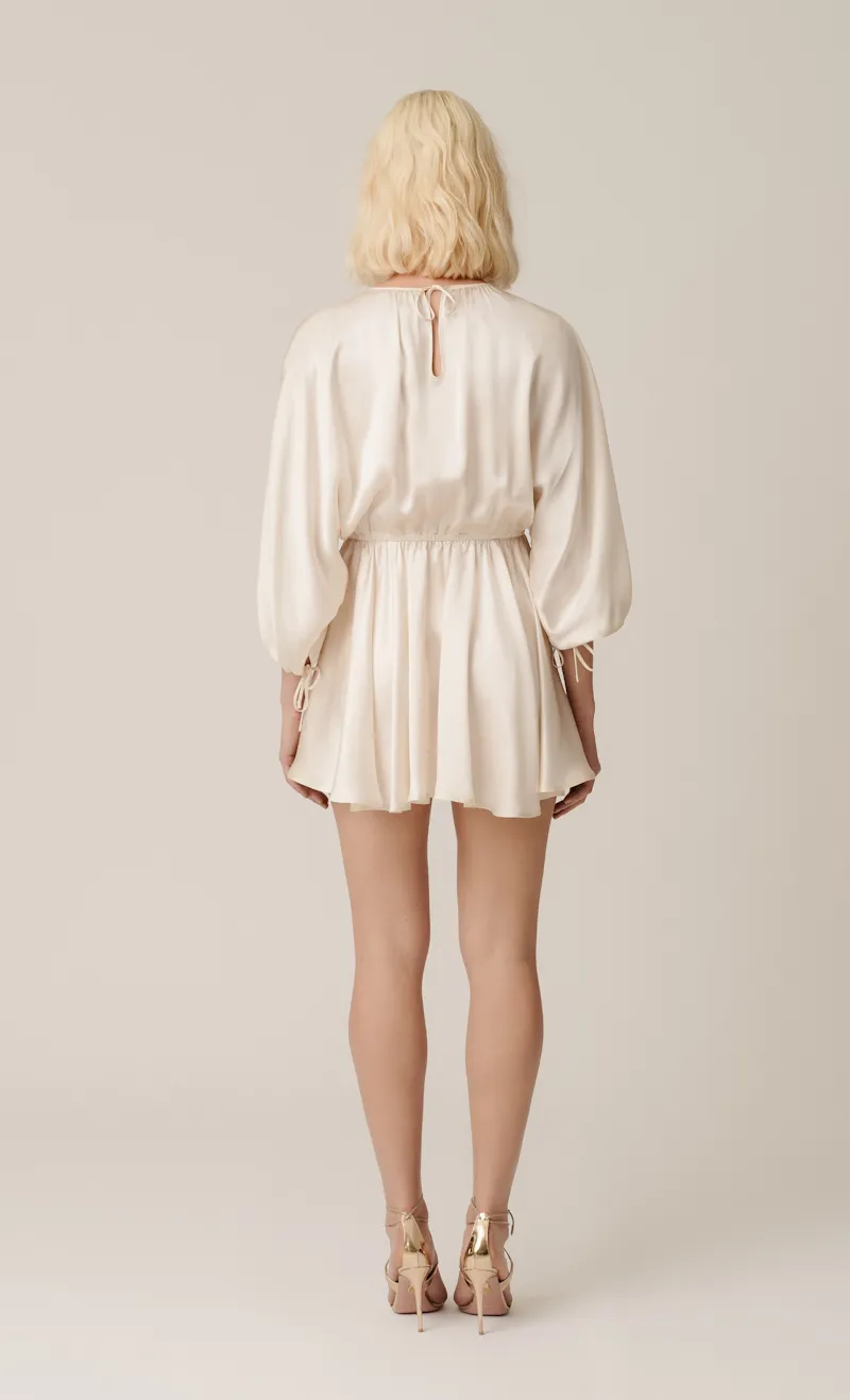 EMA ALMOND: ORGANIC SILK MINI DRESS
