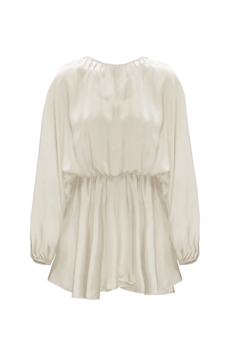 EMA ALMOND: ORGANIC SILK MINI DRESS