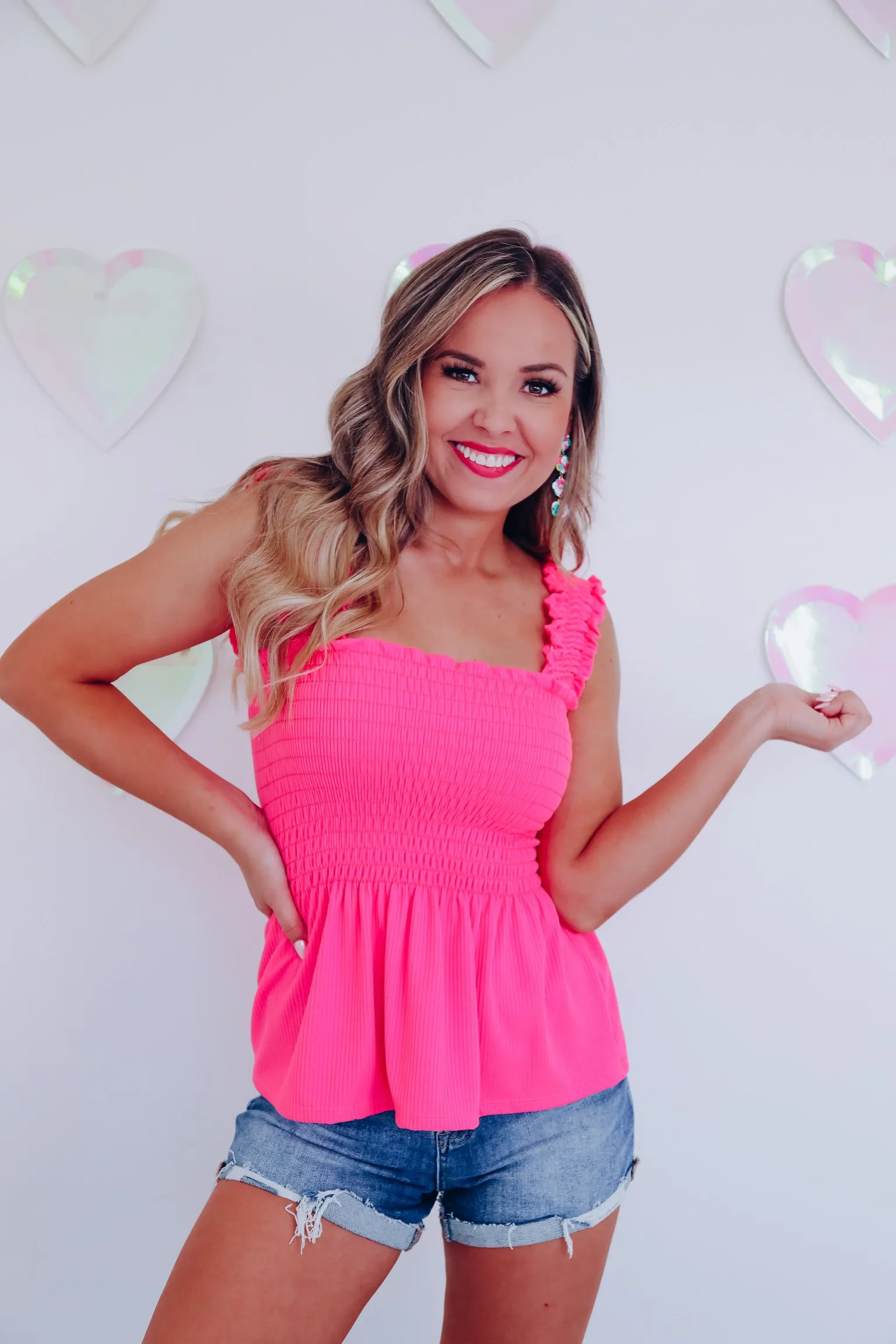 Endless Summer Smocked Peplum Top - Pink