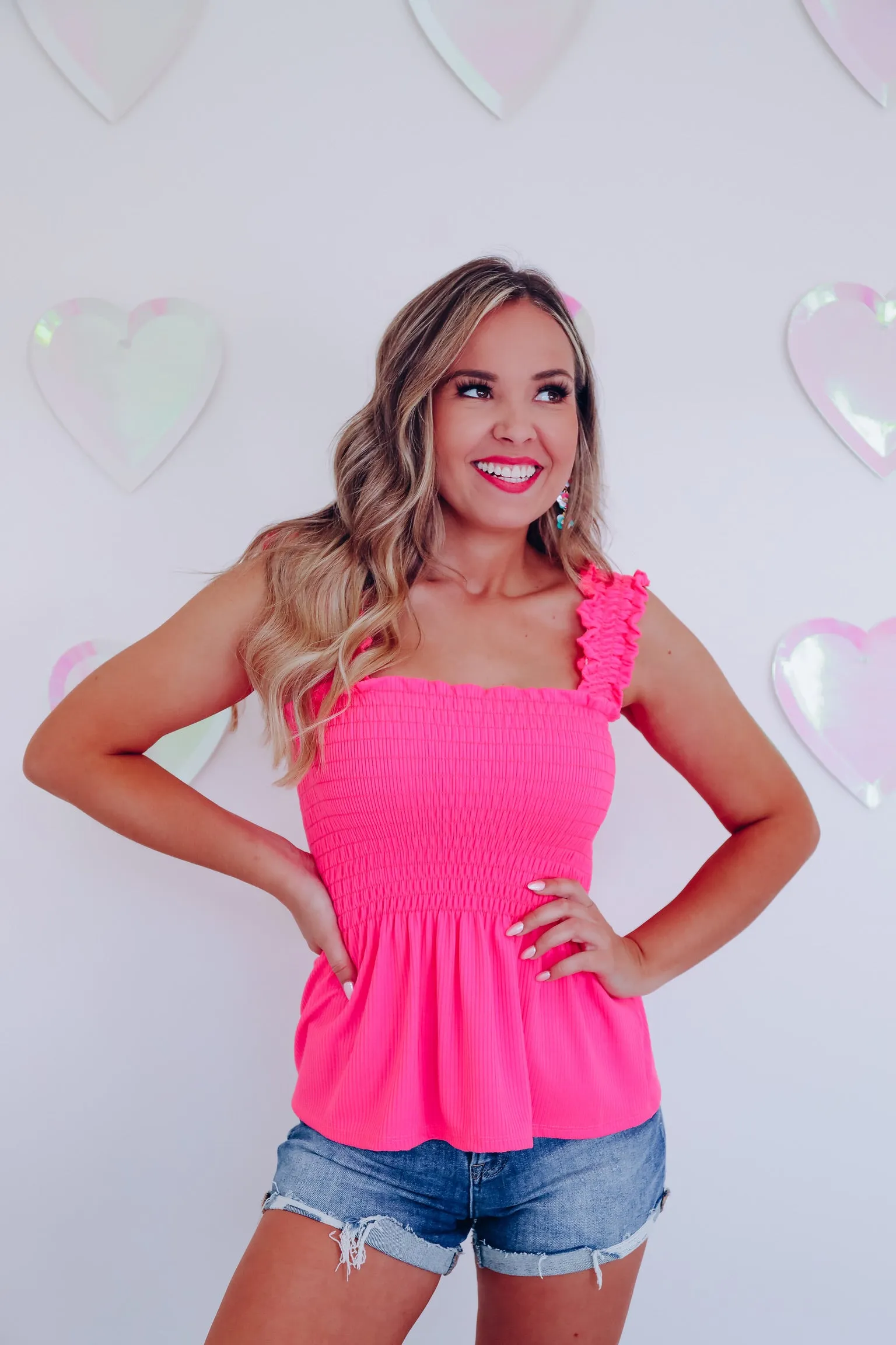 Endless Summer Smocked Peplum Top - Pink