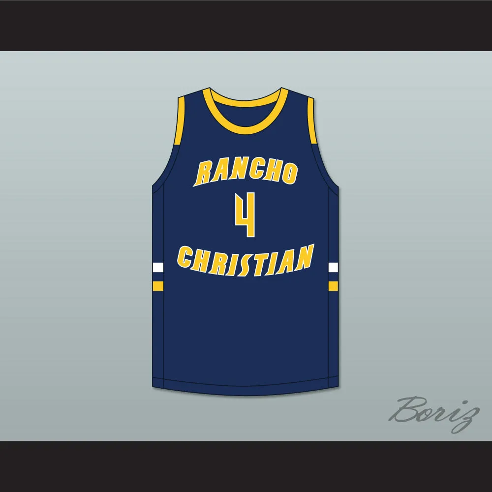 Evan Mobley 4 Rancho Christian School Eagles Navy Blue Basketball Jersey 4