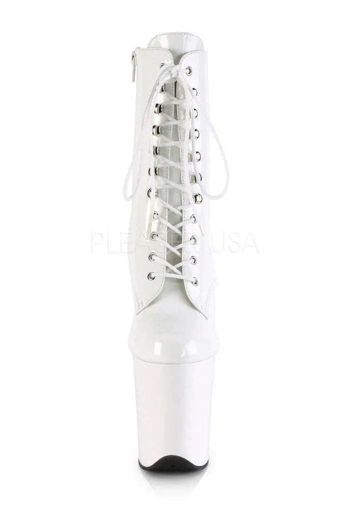 FLAMINGO-1020 Platform Ankle Boot | White Patent