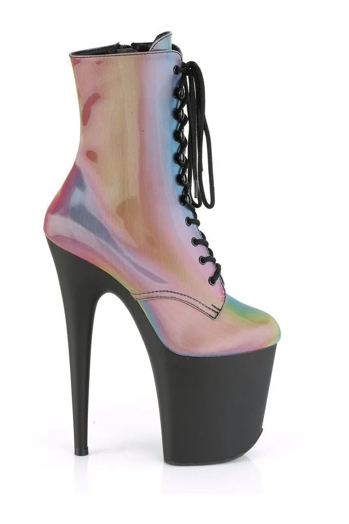 FLAMINGO-1020REFL Exotic Platform Boot | Black Faux Leather