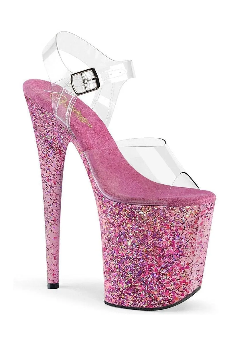 FLAMINGO-808CF Exotic Platform Sandal | Clear Vinyl