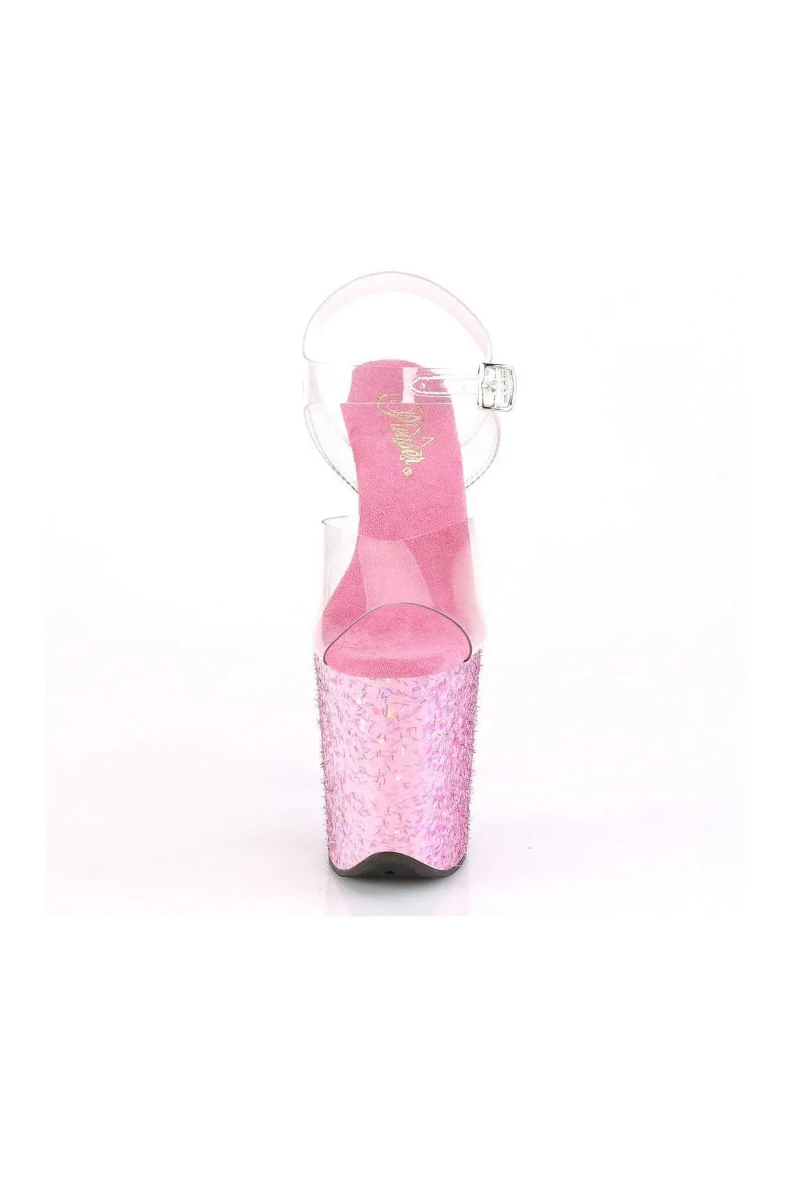 FLAMINGO-808CF Exotic Platform Sandal | Clear Vinyl