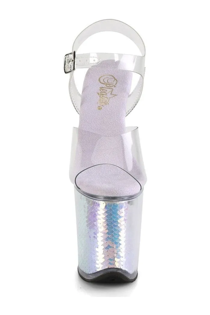 FLAMINGO-808MC Exotic Platform Sandal | Clear Vinyl
