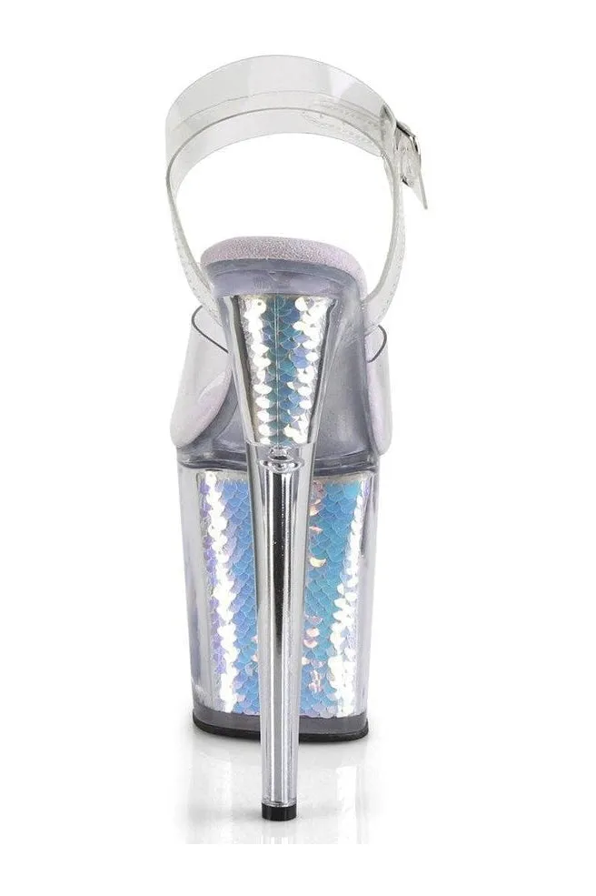 FLAMINGO-808MC Exotic Platform Sandal | Clear Vinyl