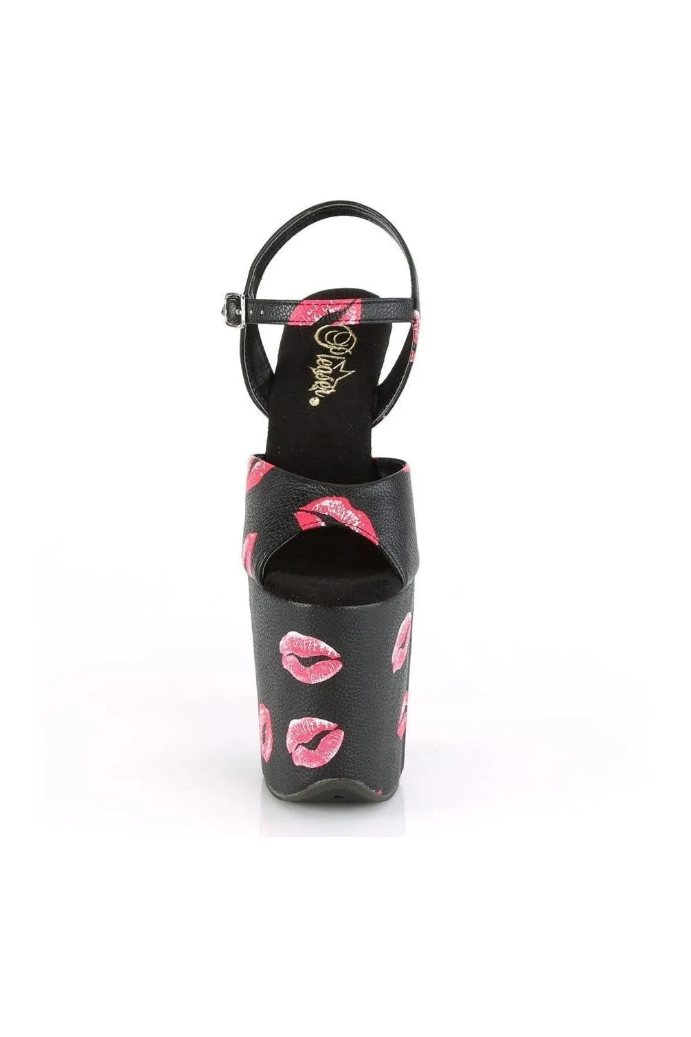 FLAMINGO-809KISSES Exotic Sandal | Black Faux Leather