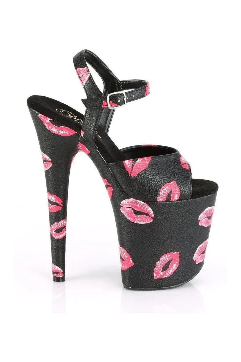 FLAMINGO-809KISSES Exotic Sandal | Black Faux Leather