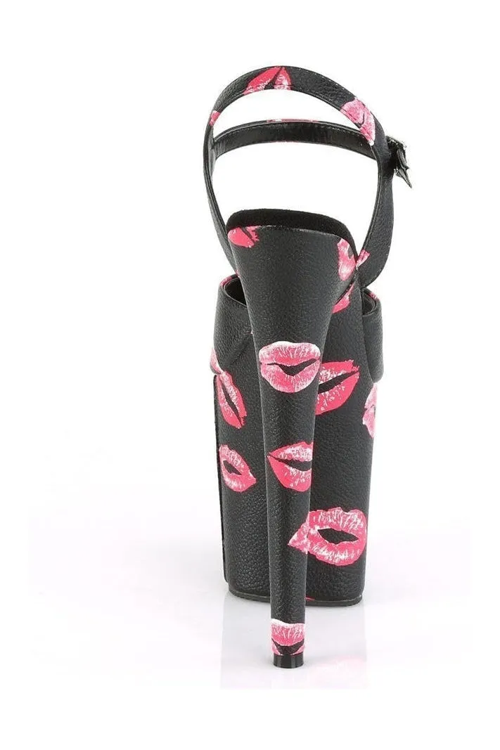 FLAMINGO-809KISSES Exotic Sandal | Black Faux Leather