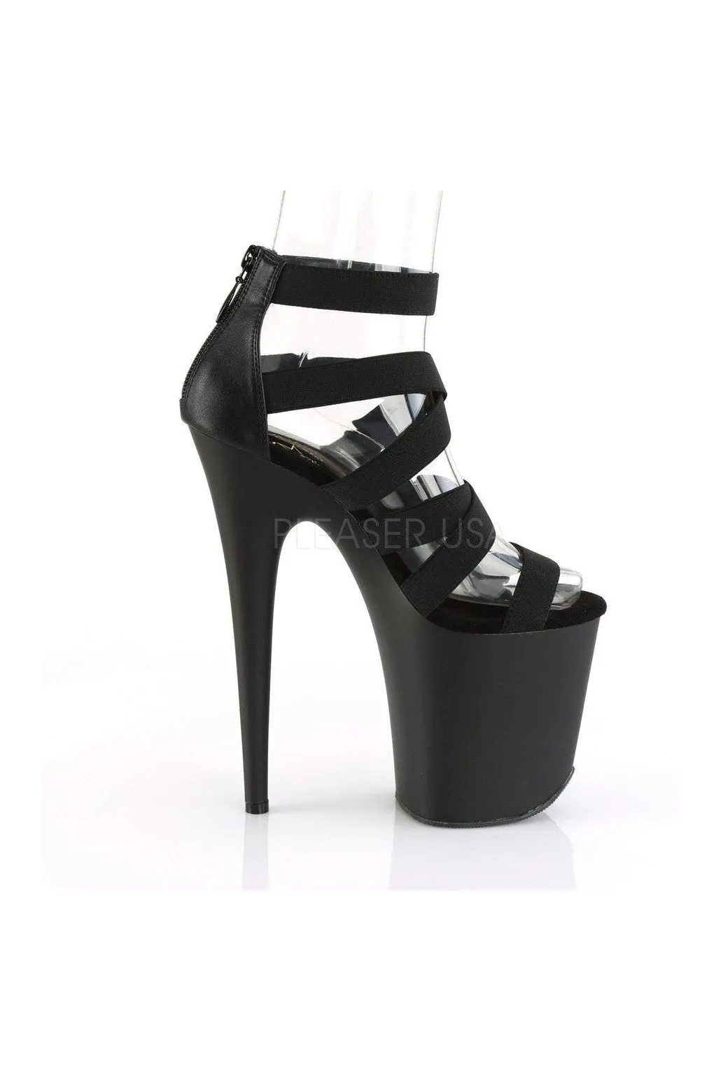 FLAMINGO-859 Platform Sandal  | Black Elastic