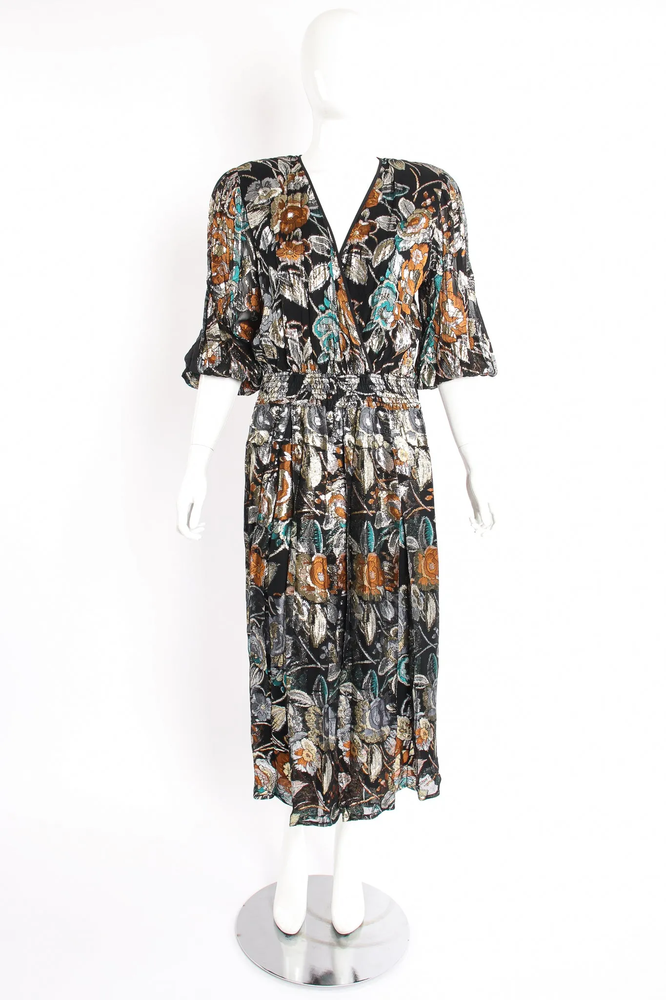Floral Brocade Chiffon Dress