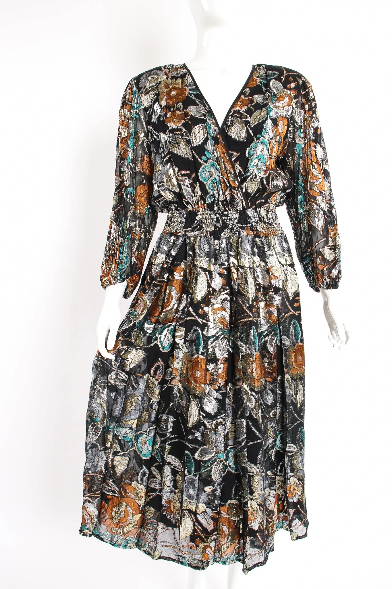 Floral Brocade Chiffon Dress