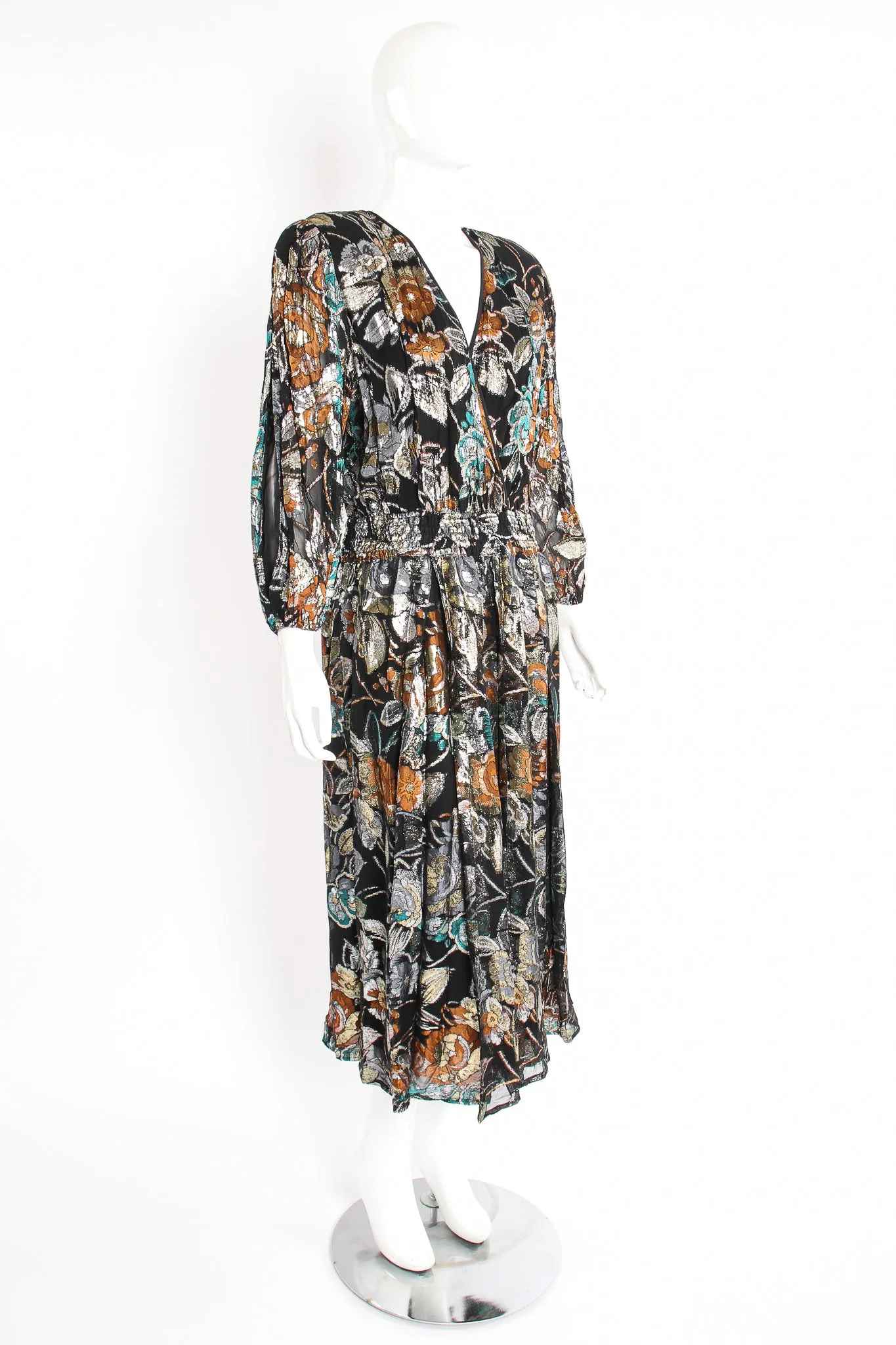 Floral Brocade Chiffon Dress