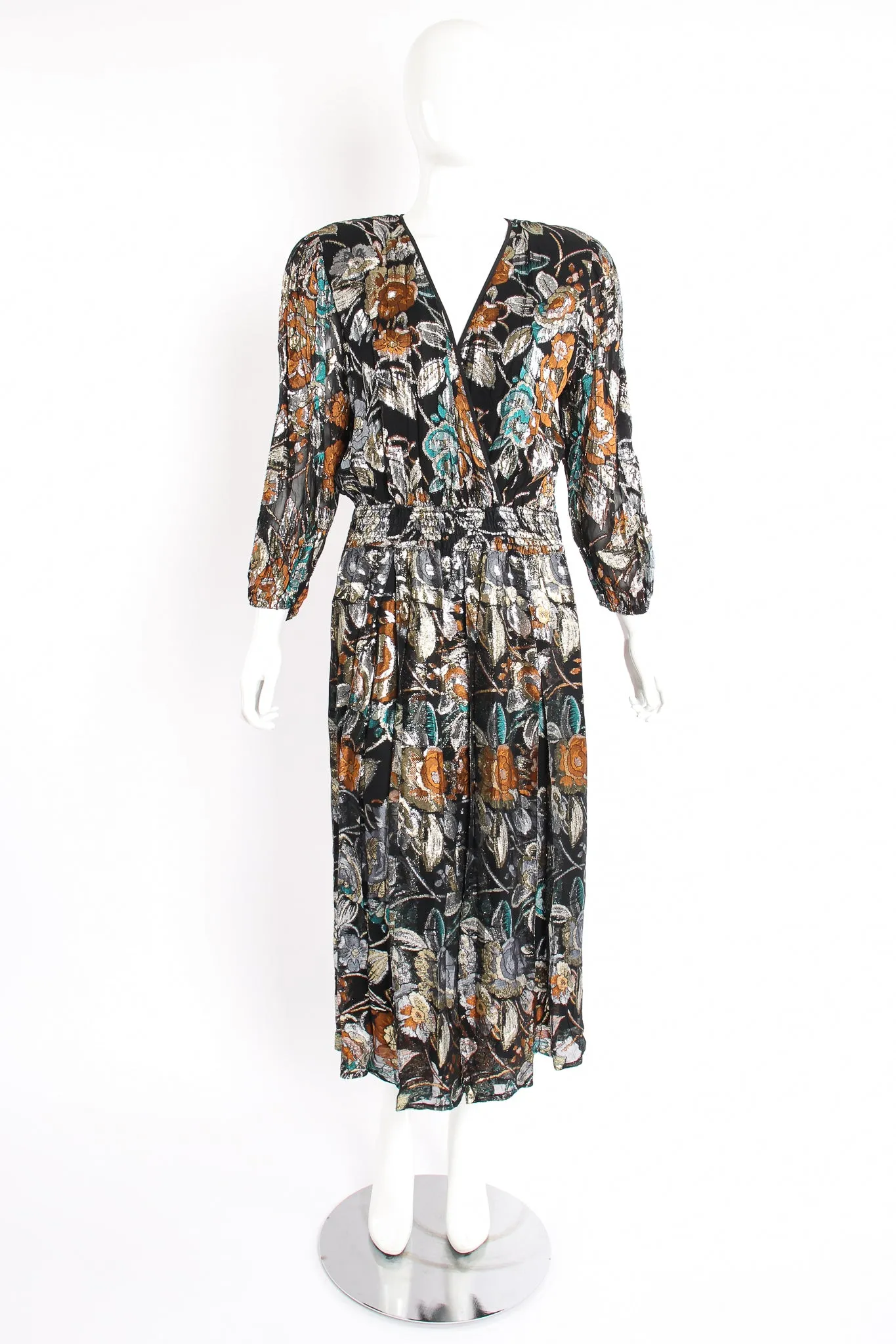 Floral Brocade Chiffon Dress