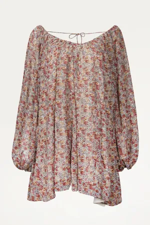 FLORAL-PRINT GEORGETTE MINI DRESS