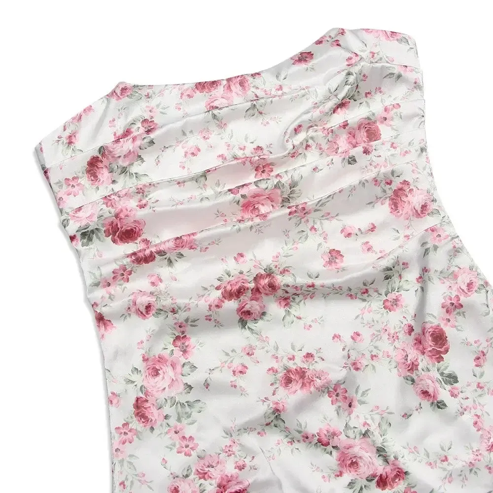 Floral Print Satin Bodycon Mini Dress
