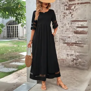 Flowing Maxi Dress with Sheer Details