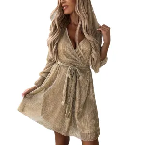 Glitter Sequin Mini Wrap Dress