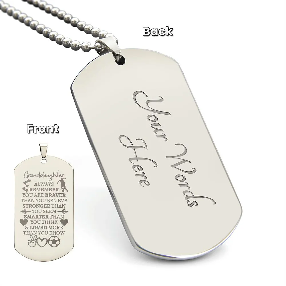 Granddaughter (Soccer Theme) Engraved Dog Tag Necklace