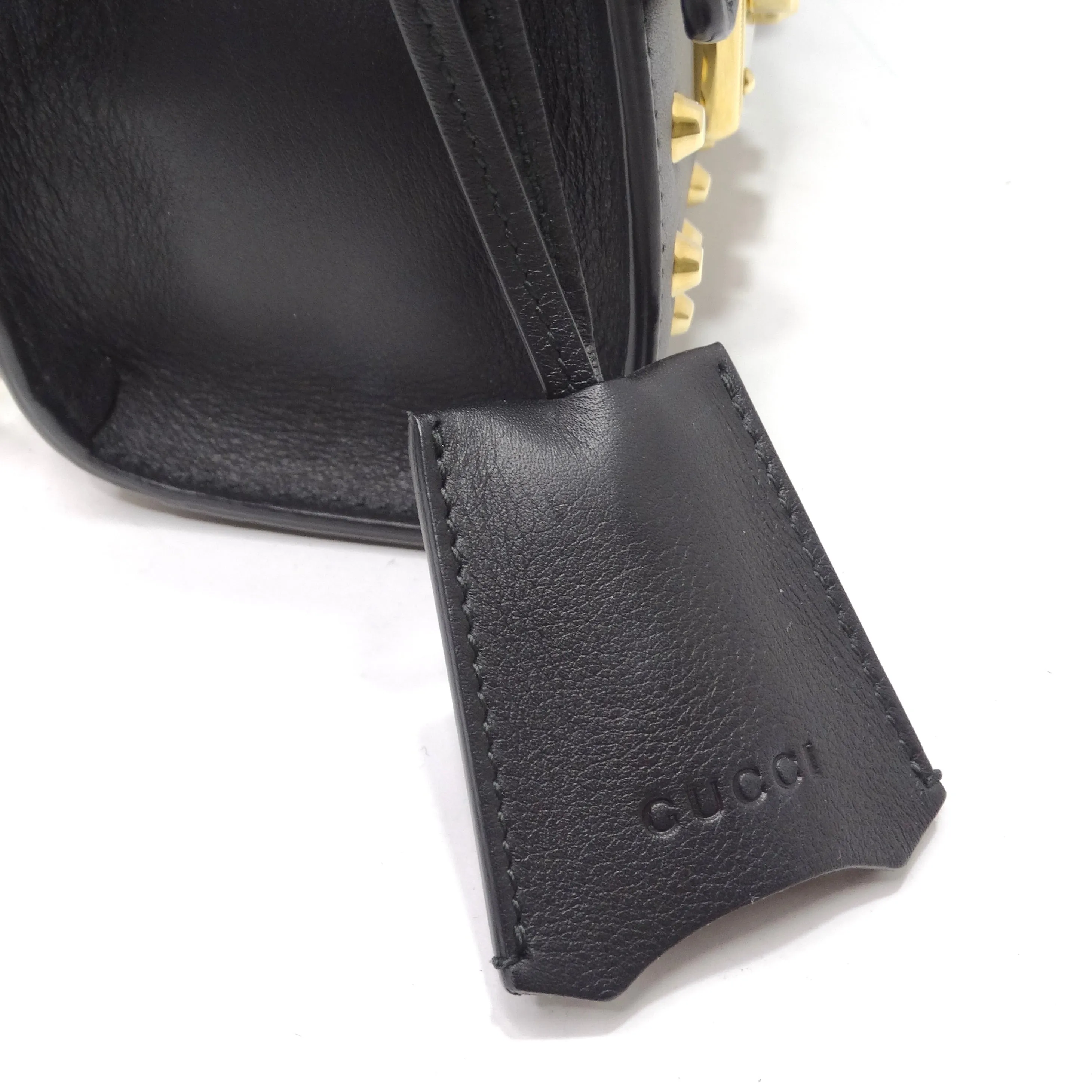 Gucci Black Calfskin Studded Small Padlock Shoulder Bag