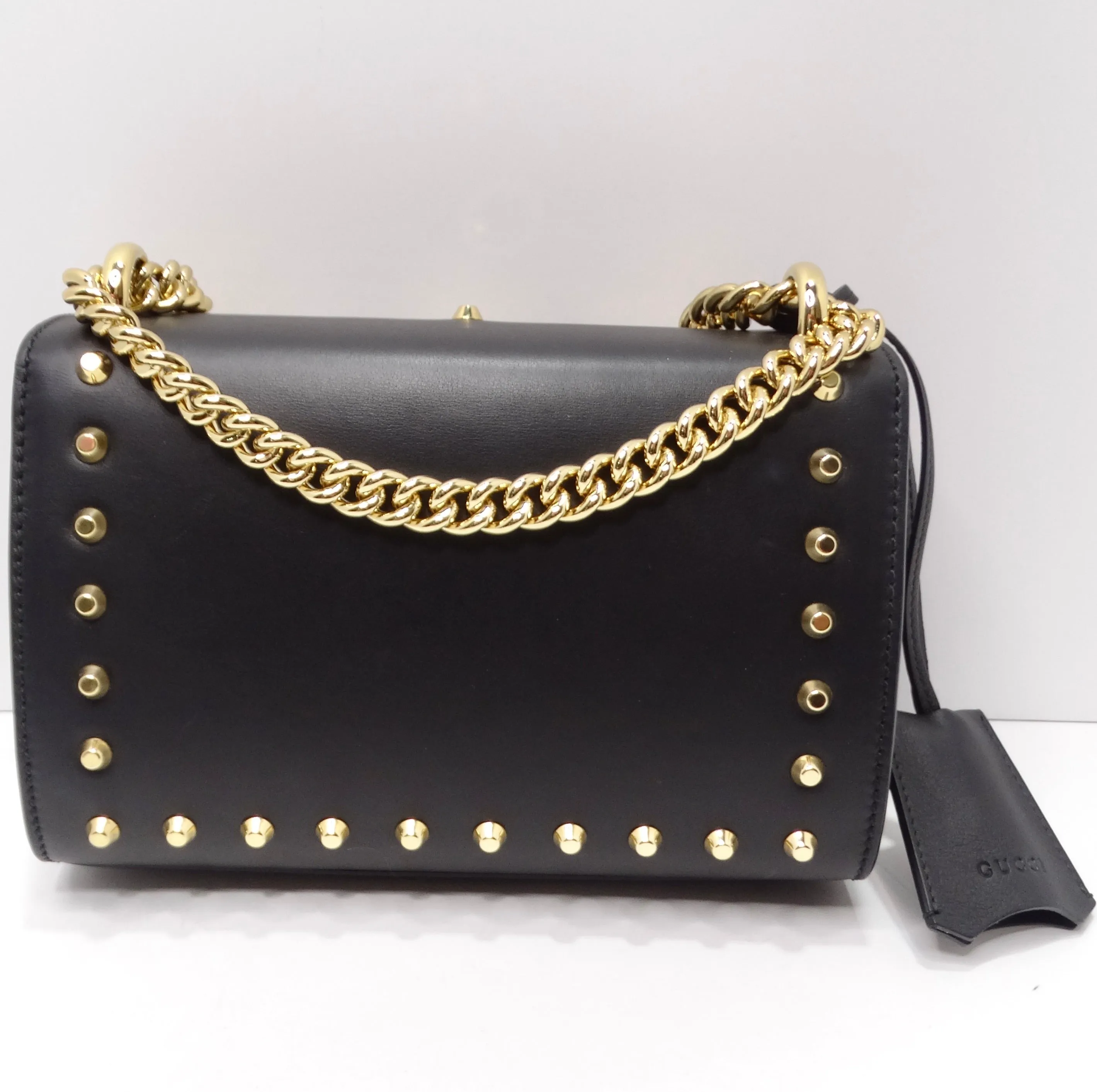 Gucci Black Calfskin Studded Small Padlock Shoulder Bag