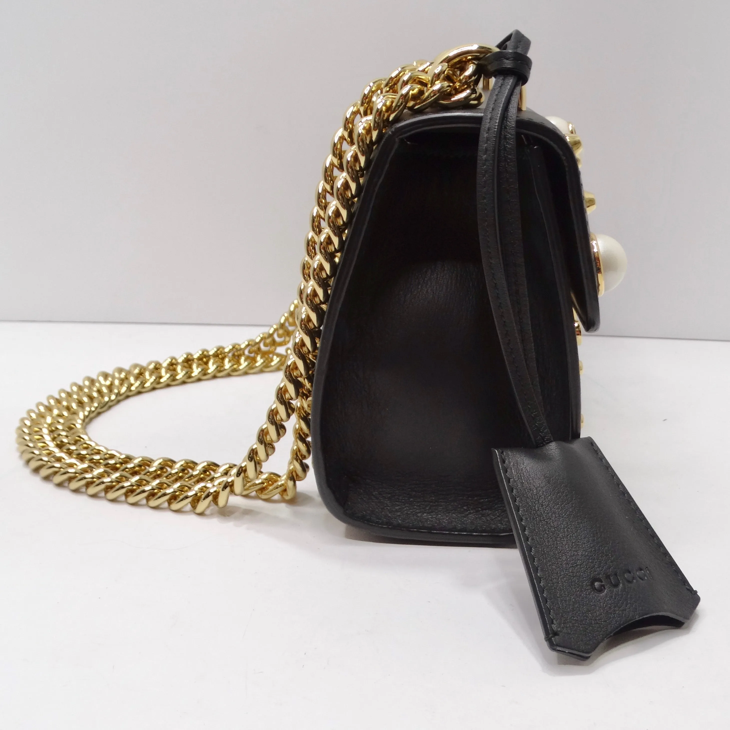 Gucci Black Calfskin Studded Small Padlock Shoulder Bag