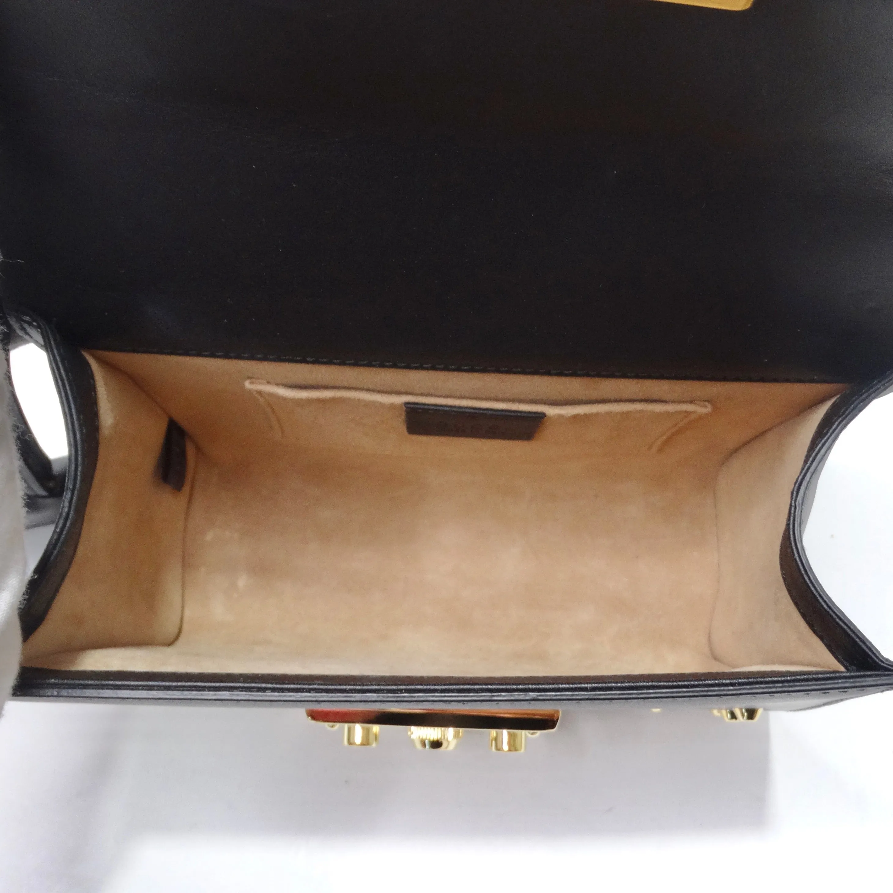 Gucci Black Calfskin Studded Small Padlock Shoulder Bag