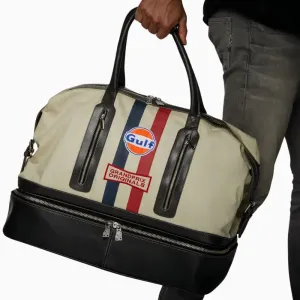 Gulf Cotton/Leather Track Sport Dual-Compartment Bag in Sand