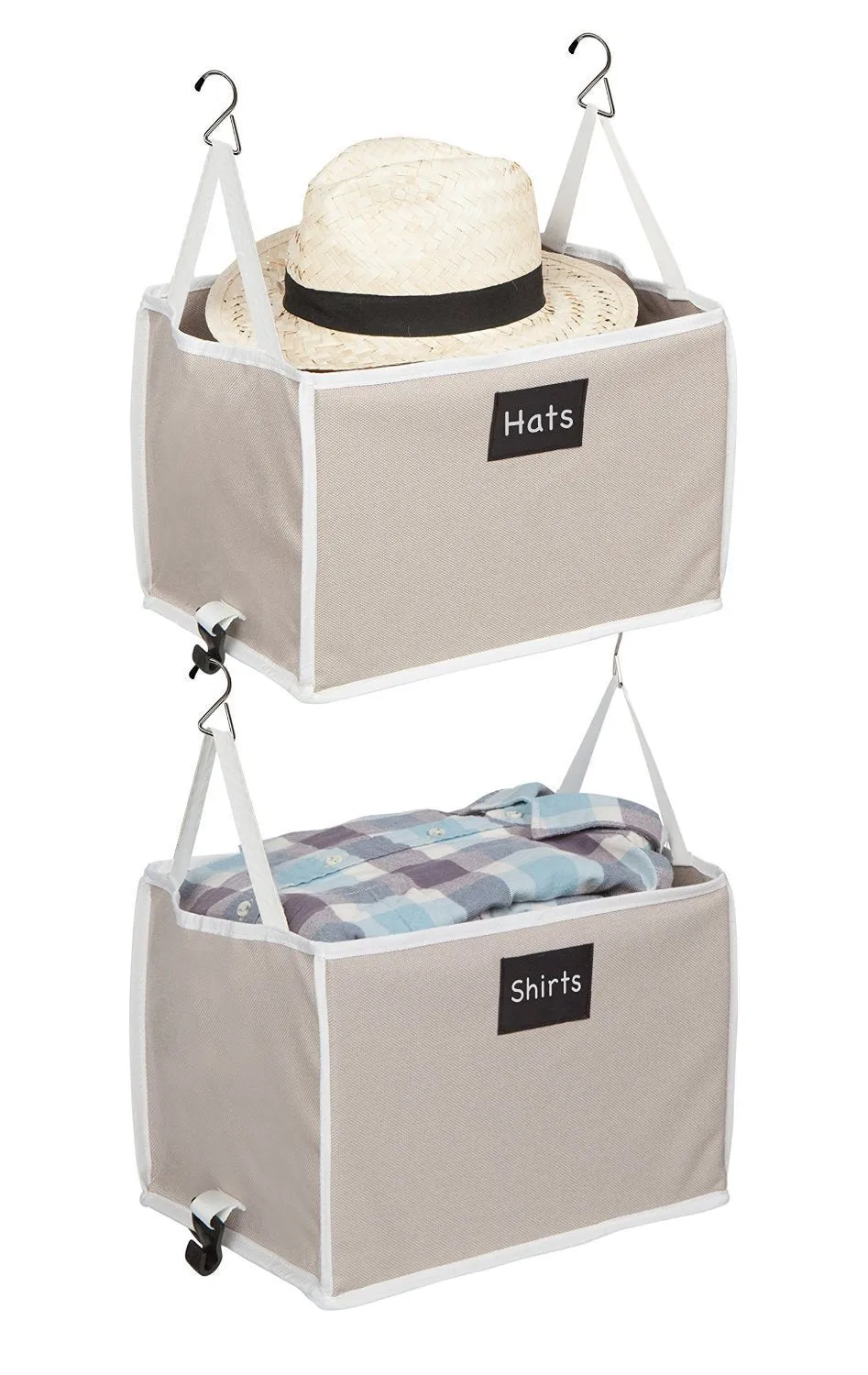 G.U.S. Hanging Closet Bin Organizers - Great Closet Organizers For Jeans, Sweaters, Sox, Shoes, Caps, Hats, And Linens - Zen Style with Chalk/Charcoal Pencil