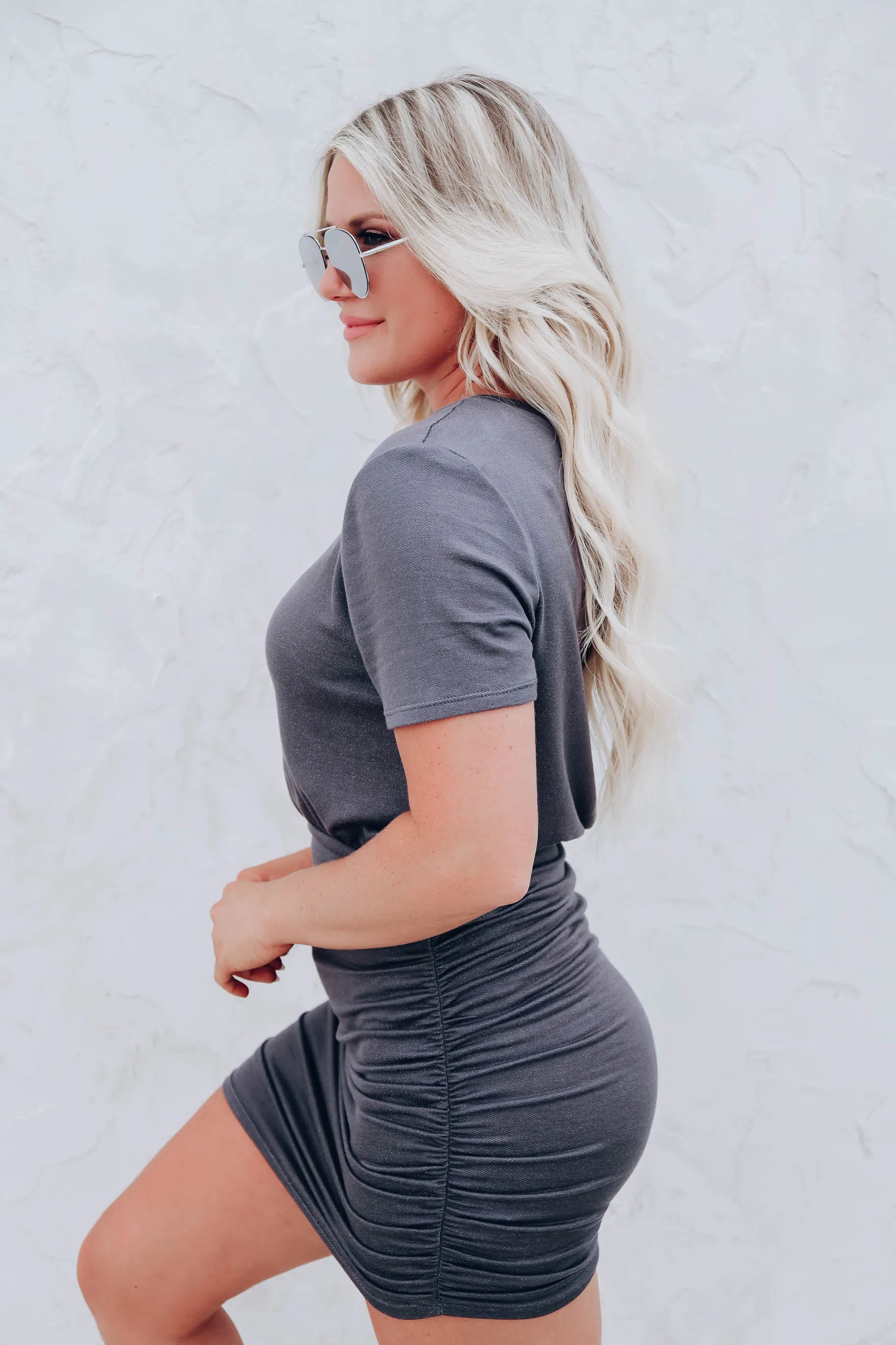 Hallie Charcoal Ruched Dress
